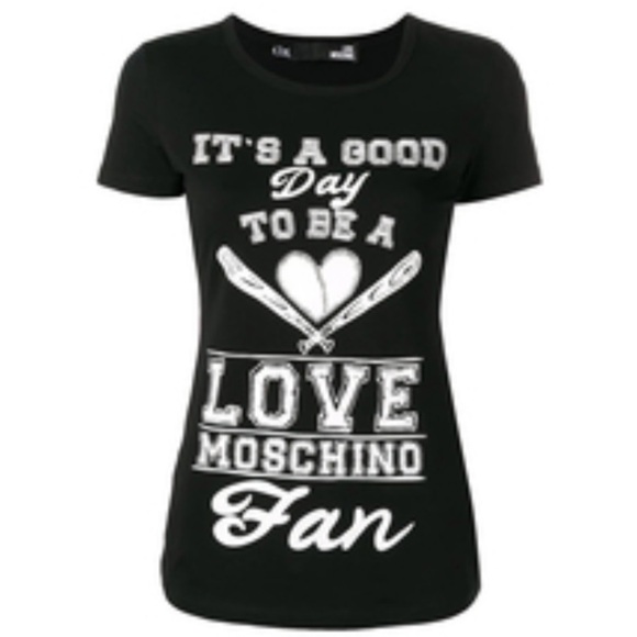 Love Moschino “it’s A Good Day” Black T-Shirt - Picture 1 of 11